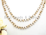 36"/60" Long-Knotted Champagne White Faceted Crystal Necklace,Long Necklace,8mm Crystal Beads,60inch/36inch Necklace, Neutral Color SKU#D11