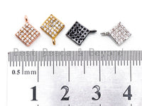 1PC/2PCS CZ Clear Micro Pave 8x10mm Diamond Shaped Charm for Bracelet, Gold/Rose Gold/Silver/Gunmetal plated, Pave Dangle Charms,Sku#B65