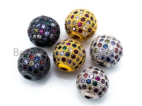 6/8mm/10mm CZ Micro Pave Multi Color Ball Spacer Beads, Rainbow Colored Shamballa Ball Beads, Men's Bracelet Space Beads Charms, G293