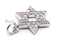 CZ Micro Pave Star of David Pendant/Charm, Bracelet Necklace Cubic Zirconia Pendant Charm, Star of David charm, 13x17mm,sku#Y14