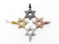 CZ Micro Pave Hexagram Hollow Pendant/Charm, Bracelet Necklace Cubic Zirconia Pendant Charm, 13x17mm,sku#Y14