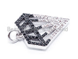 1PC/2PCS CZ Black White Dual Color Micro Pave Diamond Pendant/Charm, Cubic Zirconia CZ Micro Pave Pendant Charm, 17x22mm, sku#F345 Bestbeads&Beyond