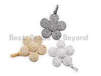 25mm CZ Micro Pave Daisy Flower Pendant/Charm, Cubic Zirconia Pave Floral Pendant in Gold Rose Gold Black Sliver Finish, 1PC/2PCS, sku#F348
