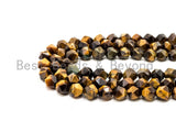 High Quality Natural Brown Tiger Eye Round Faceted Diamond Cut Beads, 6mm/8mm/10mm/12mm beads, 15.5inch strand, SKU#U82