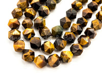 High Quality Natural Brown Tiger Eye Round Faceted Diamond Cut Beads, 6mm/8mm/10mm/12mm beads, 15.5inch strand, SKU#U82