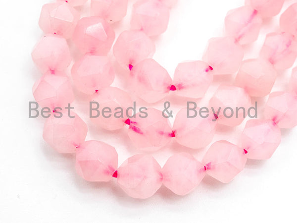 High Quality Natural Rose Quartz Diamond Cut Faceted Beads, 6mm/8mm/10mm/12mm beads, Gemstone Beads, 15.5inch strand, SKU#U93