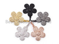 25mm CZ Micro Pave Daisy Flower Pendant/Charm, Cubic Zirconia Pave Floral Pendant in Gold Rose Gold Black Sliver Finish, 1PC/2PCS, sku#F348