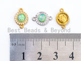 CZ Micro Pave Round connector/Link Finding, Green Opal, CZ micro paved, Cubic Zirconia CZ Connector, 9x13mm, sku#A71