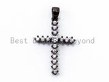CZ Micro Pave Cross Pendant/Charm, Clear Cubic Zirconia Pave Charm, Silver/Gold/Rose Gold/Black Plated, 15x21mm, sku#Y27