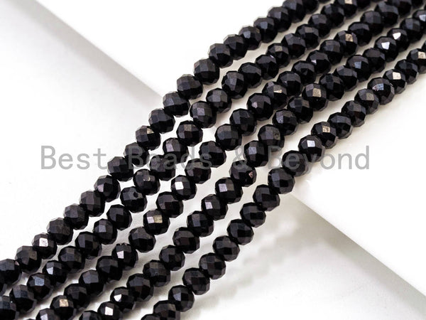 Top Quality Faceted Black Spinel Round Beads 3/4/6/8mm Gemstones Beads,Black Spinel Beads,15.5" Full Strand,SKU#U104