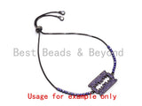 Amethyst CZ Stud Sliding adjustable Half finished bracelet, Purple Box chain with rubber stopper beads, connector link findings,sku#E373