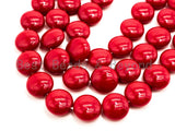 Red Natural Mother of Pearl beads,10x5mm Pearl Coin  beads, Loose Coin Smooth Pearl Shell Beads, 16inch strand, SKU#T83