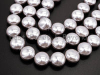 Gray Natural Mother of Pearl beads,12x8mm Pearl Coin beads, Loose Coin Smooth Pearl Shell Beads, 16inch strand, SKU#T70