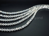 Natural Clear 16 Faceted Diamond Cut Quartz beads, 6mm/8mm/10mm/12mm, Round Faceted Clear Quartz Gemstone Beads, 15inch strand, SKU#U38