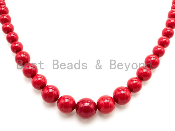 15 Inches Strand High Quality Natural MOP beads, 8-16mm Graduated Pearl Strand, Vintage Red Color Plated, Pearl Shell Beads, SKU#U48