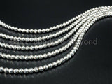 Natural Hematite Bright Silver Round Micro Faceted Beads, 2mm/3mm/4mm/6mm/8mm/10mm, Loose Tiny Sparkle Silver bead 15.5inch strand, SKU#S64