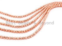 Natural Rose Gold Copper Color Hematite-3mm/4mm/6mm/8mm/10mm/12mm Round Faceted Beads-15inch FULL strands, sku#S65