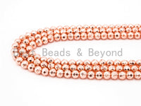 Natural Rose Gold Copper Color Hematite-3mm/4mm/6mm/8mm/10mm/12mm Round Faceted Beads-15inch FULL strands, sku#S65