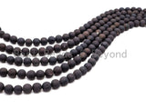 Druzy Black Plated Agate beads Strand, 6mm/8mm/10mm/12mm/14mm Round Smooth Matte Black beads, Natural Agate Beads, 15.5inch strand, SKU#U121