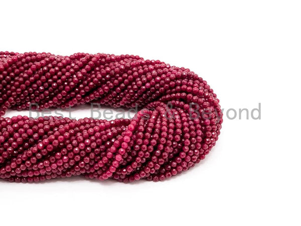 Ruby Jade beads Strand, 3mm/4mm Round Faceted beads, Red  Jade Beads, 15.5inch strand, SKU#U127