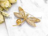 CZ  Micro Pave dragonfly Brooch/Pin/Pendant with 10mm Shell Pearl ,Gold plated Pave dragonfly Brooch Jewelry, Pave Pendant, 41x53mm, Sku#P24