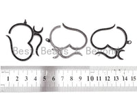 Black CZ Pave On Black Micro Pave Large Om Pendant, 42x46mm, Ohm Yoga Pendant Beads, Pave OM Charm, SKU#F382
