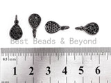 Black CZ Pave On Black Micro Pave Teardrop Charm Beads,8x12mm, sku#F392