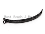Black CZ Pave On Black Micro Pave Moon Shape Charm Beads, Cubic Zirconia Pendant,3x49mm, sku#F394