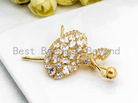 CZ Micro Pave Ballerina Dancer Brooch/ Pin/Penant with 6mm Round Shell Pearls ,Gold plated, Pave Dancer Brooch Pin Jewelry, 38x56mm, Sku#P42