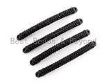 Black CZ Pave On Black Micro Pave Curved Bar Connector for Bracelet,Black Round Tube Connector/Link Connector, 4x37mm,sku#G311