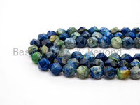 Unique Cut Quality Natural Lapis beads, 6mm/8mm/10mm/12mm, Diamond Cut Faceted Round Blue Green Gemstone Beads, 15.5inch strand, SKU#U132