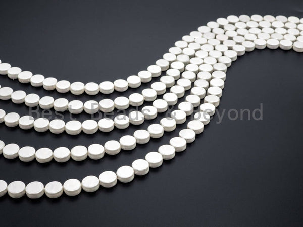 White Natural Mother of Pearl beads, 5x12mm AB Color Pearl Coin Beads, White MOP Shell Beads, Loose Pearl Beads, 15.5'' Fll Strand, SKU#T60