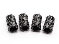 Black CZ Pave On Black Micro Pave Large hole spear shield spacer beads charms/Drum barrel beads, 8x16mm, SKU#G314