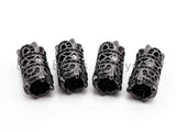 Black CZ Pave On Black Micro Pave Large hole spear shield spacer beads charms/Drum barrel beads, 8x16mm, SKU#G314