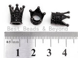 Black CZ Pave On Black Royal Crown Micro Pave Beads, Cubic Zirconia Crown Spacer Beads, Pave Beads, 10x7mm, sku#G319