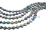 10mm/12mm/14mm/16mm Natural Abalone Flat Diamond Shape Shell beads, Loose Smooth Seashell Beads, Mosaic Abalone Beads, 16inch strand,SKU#R8