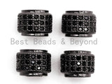 Black CZ Pave On Black Cylinder/Drum Barrel Micro Pave Beads, Cubic Zirconia Big Hole Spacer Beads, Large Hole Spacer, 7x9mm,sku#G325