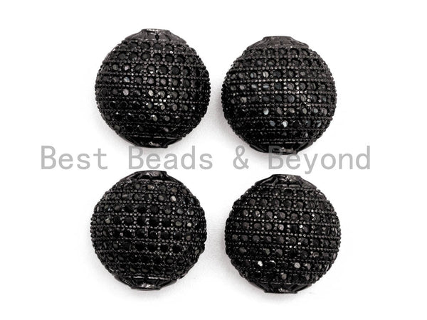 Black CZ Pave On Black Micro Pave Flat Oval Spacer Beads with Black Crystal for Bracelet/Necklace, Spacer Beads 14x14x9mm, sku#G327
