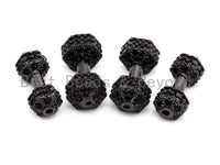 Black CZ Pave Dumbbell Micro Pave Beads, Cubic Zirconia Spacer Beads, Fitness Barbell Spacer, Men's Bracelet Charms, 6x16/7x17mm sku#G330
