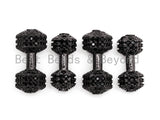 Black CZ Pave Dumbbell Micro Pave Beads, Cubic Zirconia Spacer Beads, Fitness Barbell Spacer, Men's Bracelet Charms, 6x16/7x17mm sku#G330