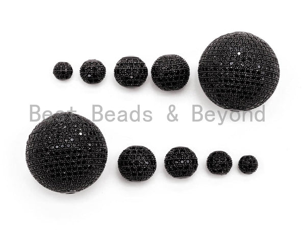 Black CZ Micro Pave Black Round Ball Bead,Rhodium Shamballa Ball beads, CZ Space Beads 6mm,8mm,10mm,12mm,14mm,16mm,25mm,sku#G331