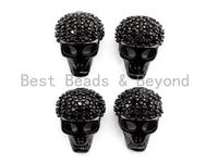 Black CZ Pave On Black Skull With Cap Micro Pave Beads, Cubic Zirconia Spacer Beads,8x11x7mm, sku#N48