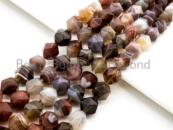 Unique Diamond Cut Quality Natural Botswana Agate beads, 6mm/8mm/10mm/12mm, Faceted Round Agate Gemstone Beads, 15.5inch strand, SKU#U146