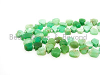 Quality Natural Chrysoprase beads, 9-13mm, Irregular Teardrop shape Top drill Chrysoprase Green Gemstone Beads, 15.5" strand, SKU#U153