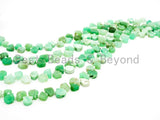 Quality Natural Chrysoprase beads, 9-13mm, Irregular Teardrop shape Top drill Chrysoprase Green Gemstone Beads, 15.5" strand, SKU#U153