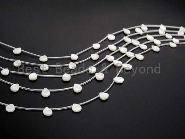15pcs Natural Mother of Pearl beads, 8x11mm White Pearl Teardrop beads, Teardrop Pearl Shell Beads, 16inch full strand, SKU#T96