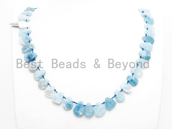 High Quality Natural Aquamarine beads, 12-16mm, Teardrop Top Drilled Gemstone Beads, 16inch strand, SKU#U164