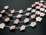 1/10pcs Natural Mother of Pearl beads, 25-30mm Pink Leaf Flower Pearl strand, Pearl Shell Beads, SKU#T100