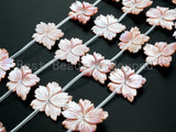 1/10pcs Natural Mother of Pearl beads, 25-30mm Pink Leaf Flower Pearl strand, Pearl Shell Beads, SKU#T100