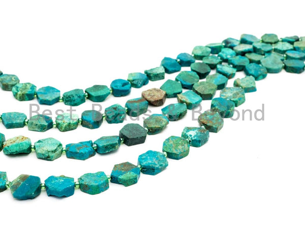High Quality Natural Chrysocolla Gemstone beads, 15mm, Polygon Green Gemstone Beads, 15.5" strand, SKU#U172